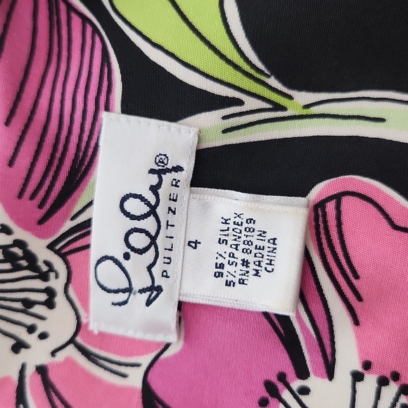 Lilly Pulitzer Lena Dress size 4 Flower Market Sleeveless Midi V Neck Silk - Picture 5 of 9